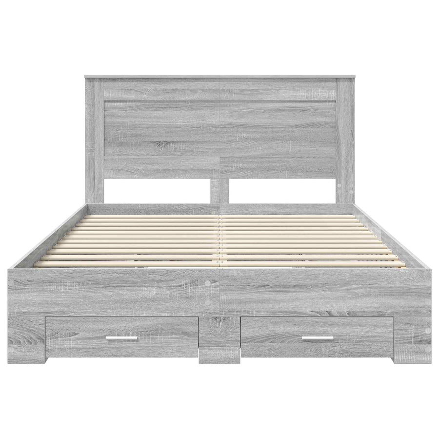 Bedframe met lade met hoofdeinde met opslag Bewerkt hout