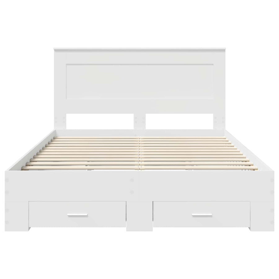 Bedframe met lade met hoofdeinde Wit 140 x 200 cm Bewerkt hout