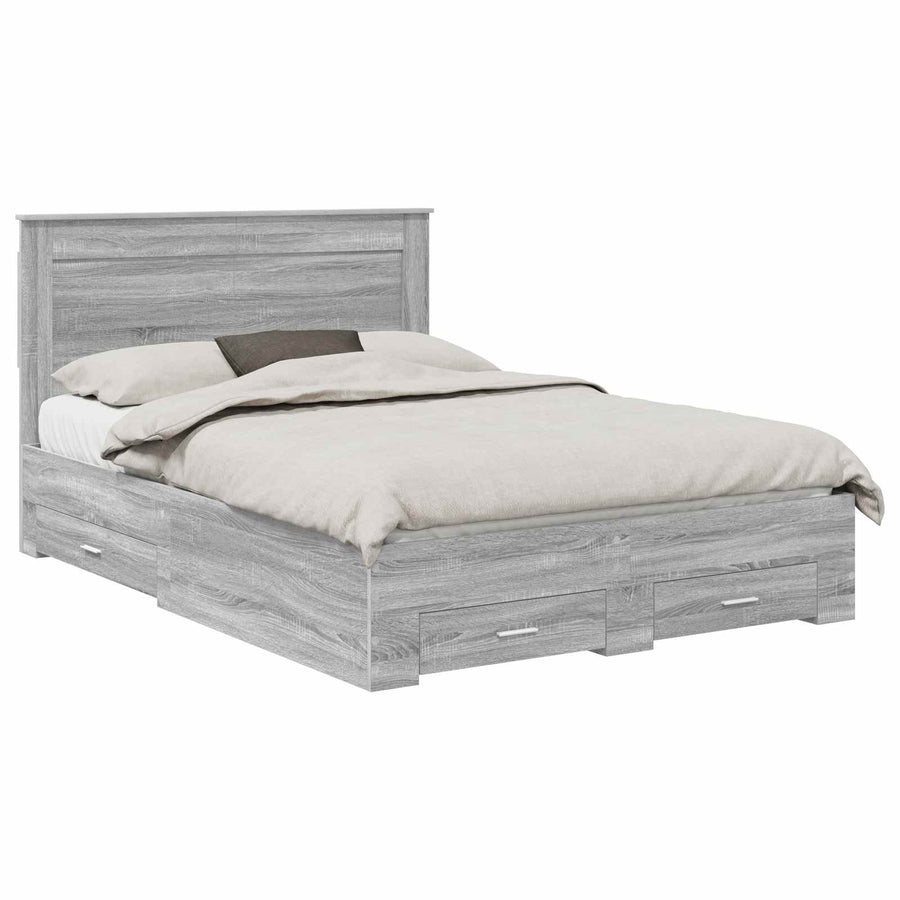 Bedframe met lade met hoofdeinde met opslag Bewerkt hout