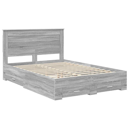 Bedframe met lade met hoofdeinde met opslag Bewerkt hout