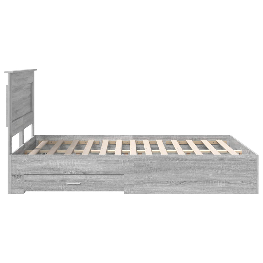 Bedframe met lade met hoofdeinde met opslag Bewerkt hout