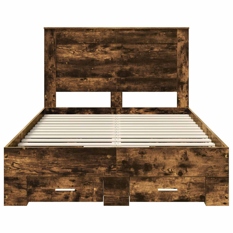 Bedframe met lade met hoofdeinde met opslag Bewerkt hout
