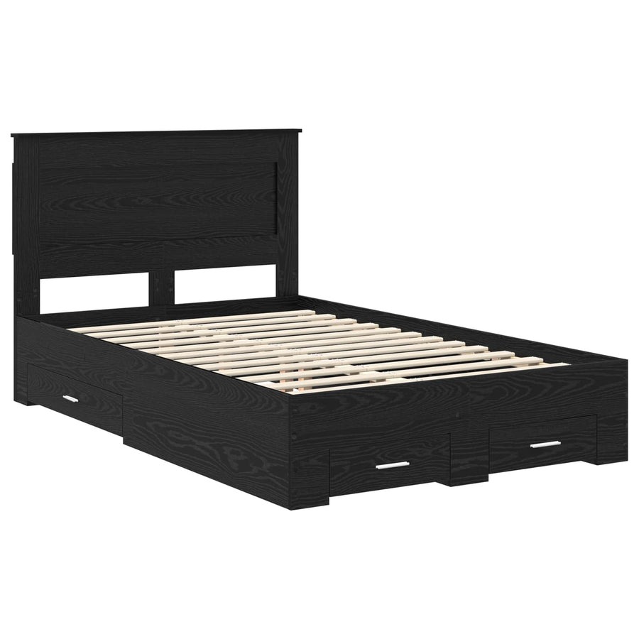 Bedframe met lade met hoofdeinde met opslag Bewerkt hout