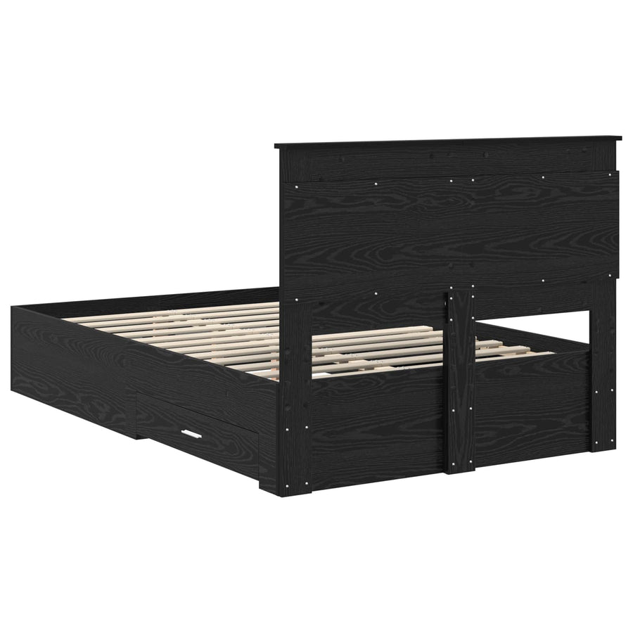 Bedframe met lade met hoofdeinde met opslag Bewerkt hout