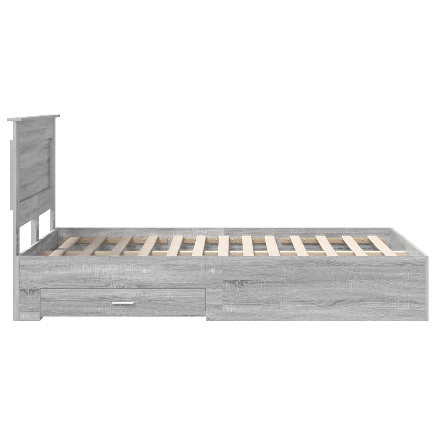 Bedframe met lade met hoofdeinde met opslag Bewerkt hout