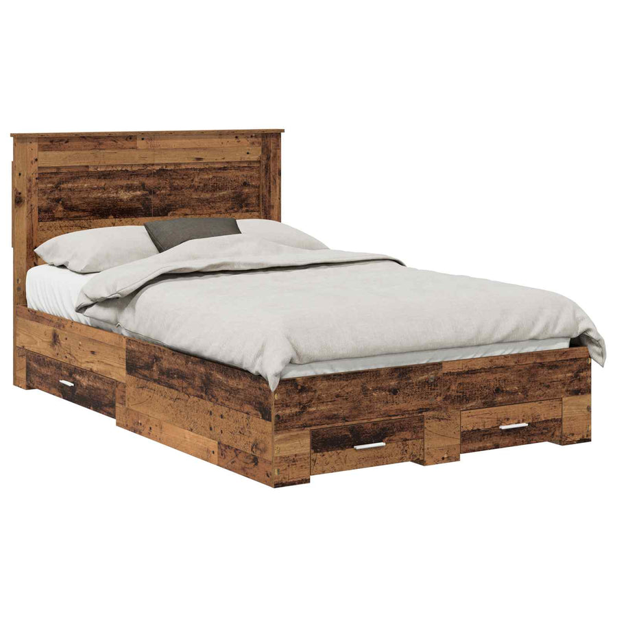 Bedframe met lade met hoofdeinde met opslag Bewerkt hout