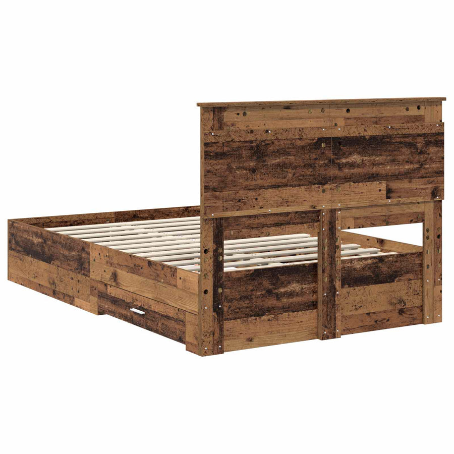 Bedframe met lade met hoofdeinde met opslag Bewerkt hout