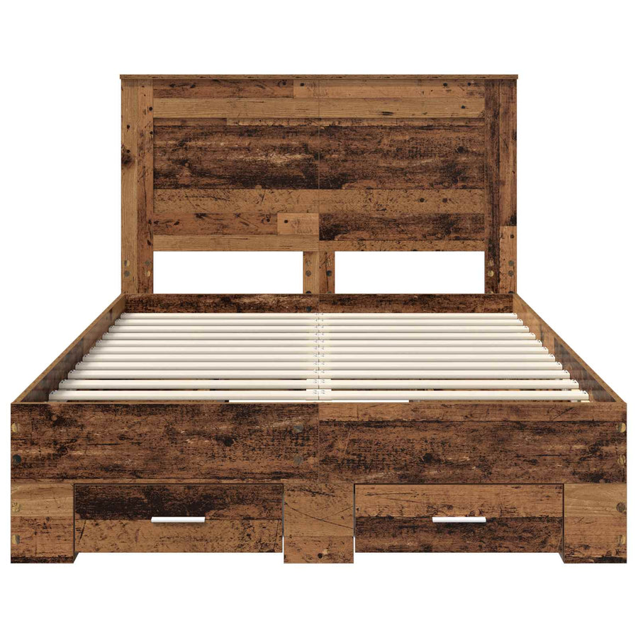 Bedframe met lade met hoofdeinde met opslag Bewerkt hout