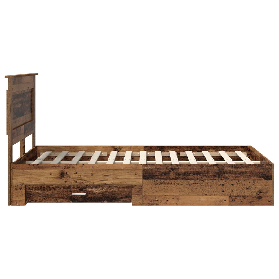 Bedframe met lade met hoofdeinde met opslag Bewerkt hout