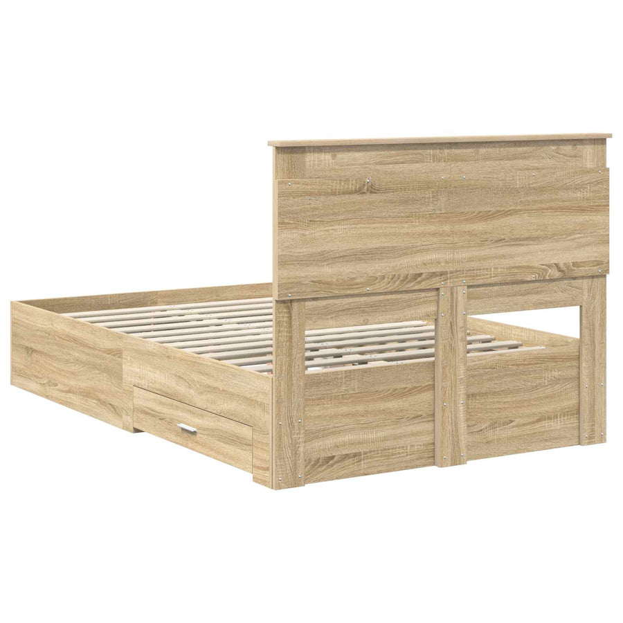 Bedframe met lade met hoofdeinde met opslag Bewerkt hout