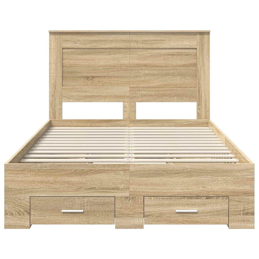 Bedframe met lade met hoofdeinde met opslag Bewerkt hout