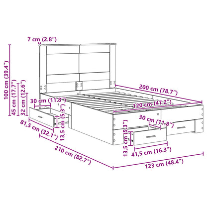 Bedframe met lade met hoofdeinde met opslag Bewerkt hout