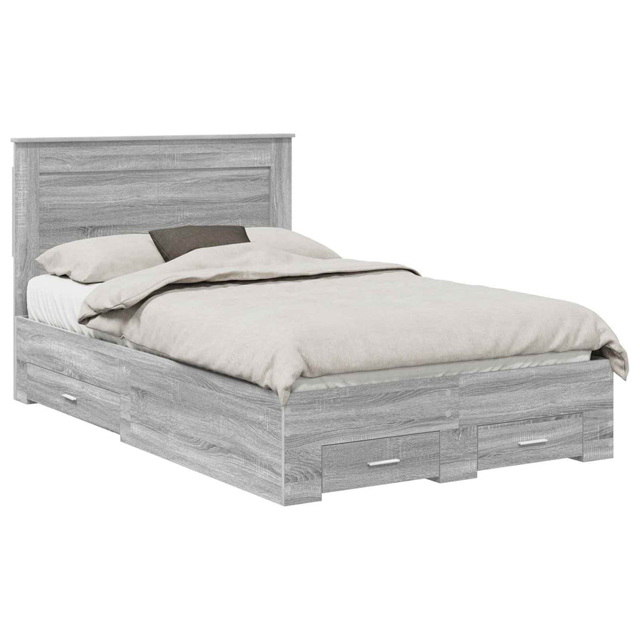 Bedframe met lade met hoofdeinde met opslag Bewerkt hout