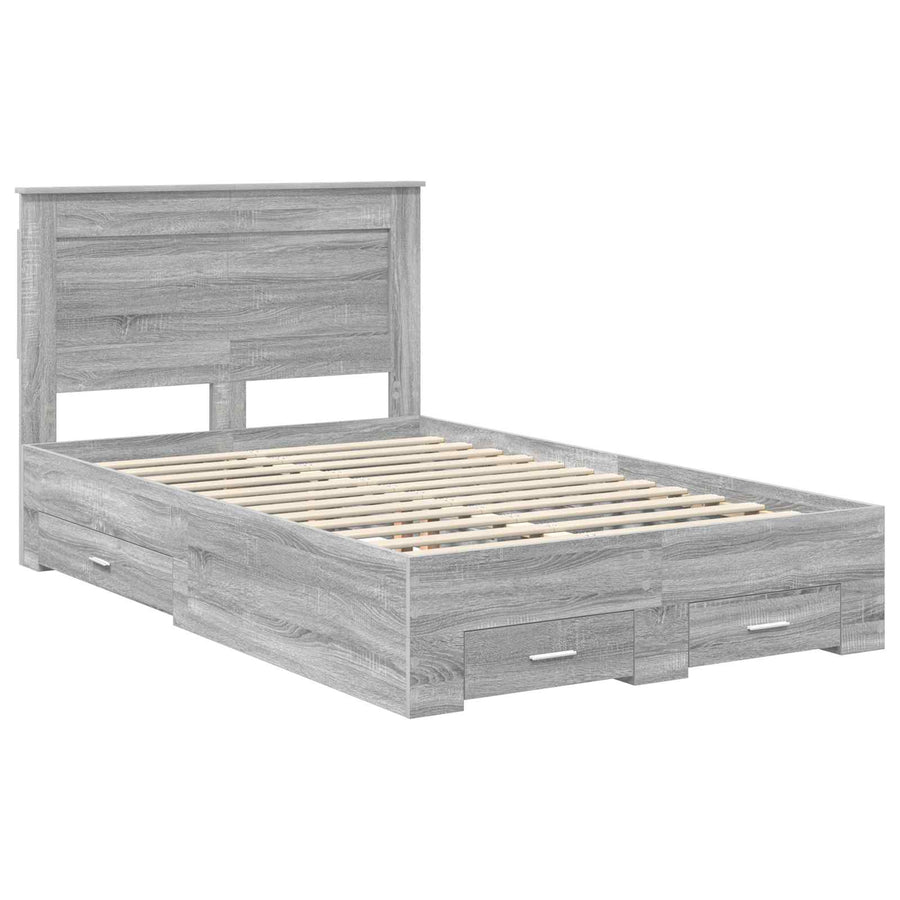 Bedframe met lade met hoofdeinde met opslag Bewerkt hout
