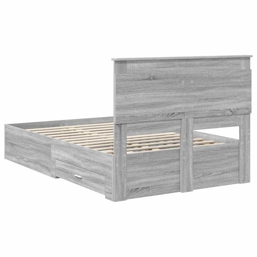 Bedframe met lade met hoofdeinde met opslag Bewerkt hout