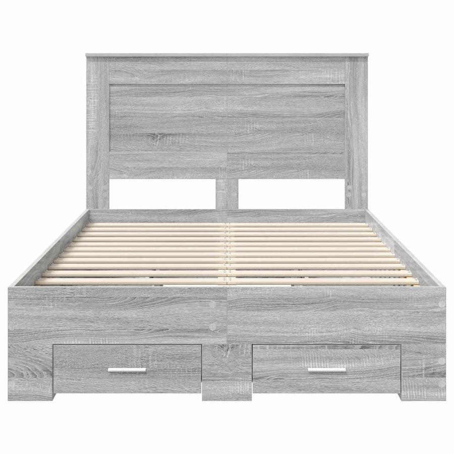 Bedframe met lade met hoofdeinde met opslag Bewerkt hout