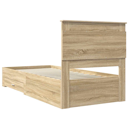 Bedframe met lade met hoofdeinde met opslag Bewerkt hout