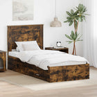 Bedframe met lade bewerkt hout