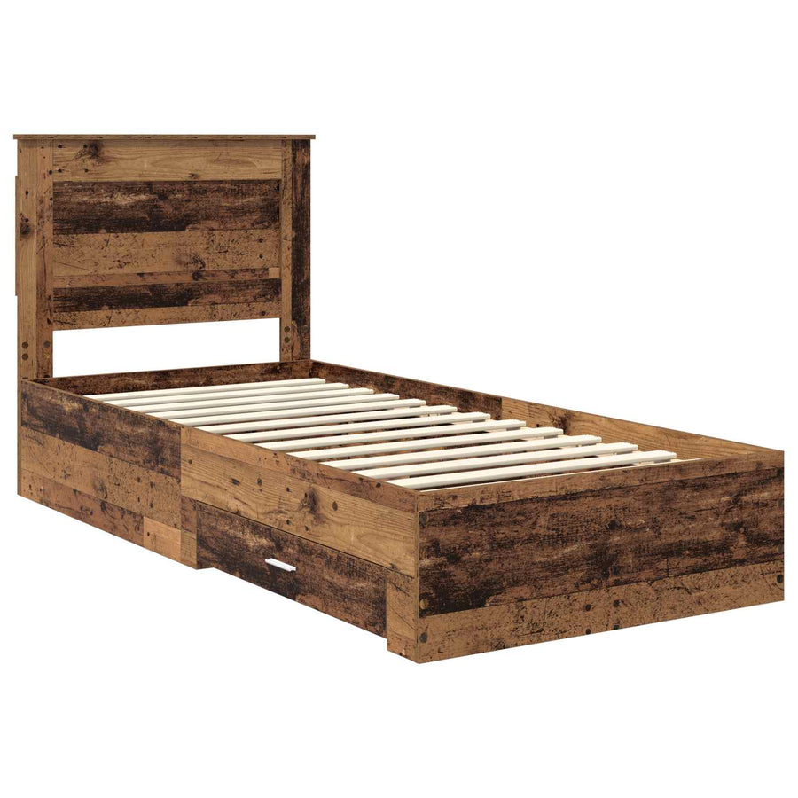 Bedframe met lade met hoofdeinde met opslag Bewerkt hout