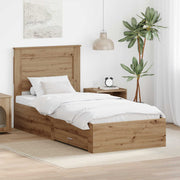Bedframe met lade bewerkt hout