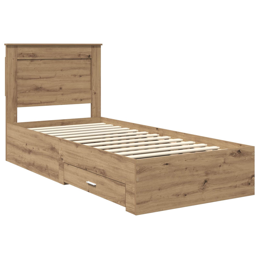 Bedframe met lade met hoofdeinde met opslag Bewerkt hout
