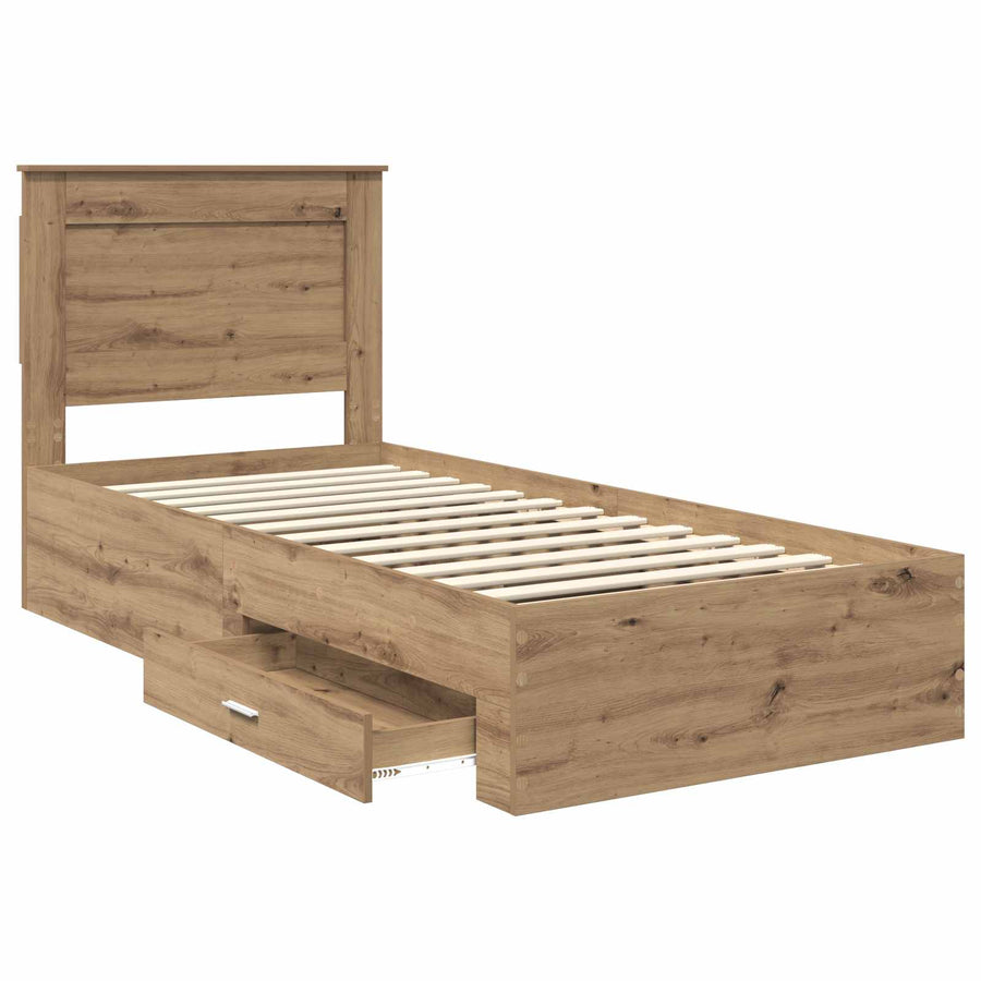 Bedframe met lade met hoofdeinde met opslag Bewerkt hout