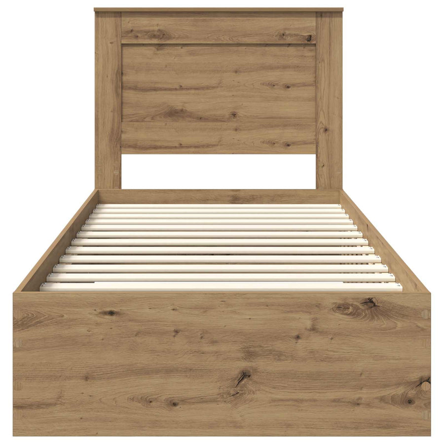 Bedframe met lade met hoofdeinde met opslag Bewerkt hout