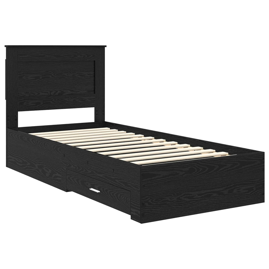Bedframe met lade met hoofdeinde met opslag Bewerkt hout