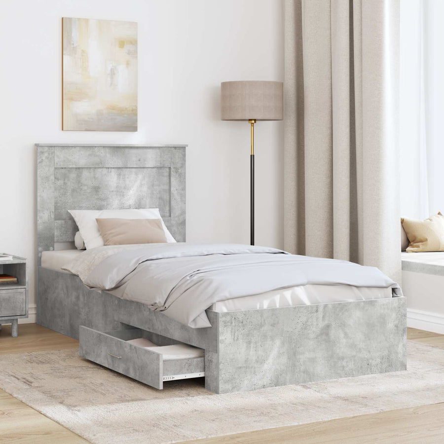 Bedframe met lade met hoofdeinde met opslag Bewerkt hout