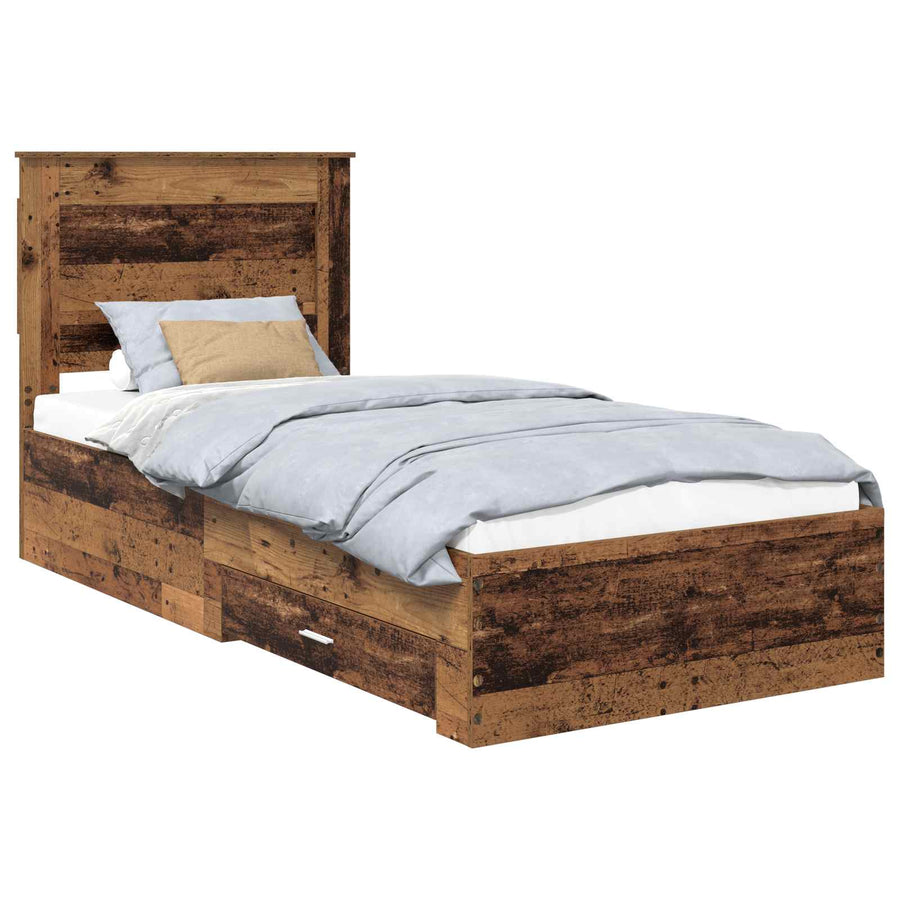 Bedframe met lade met hoofdeinde met opslag Bewerkt hout