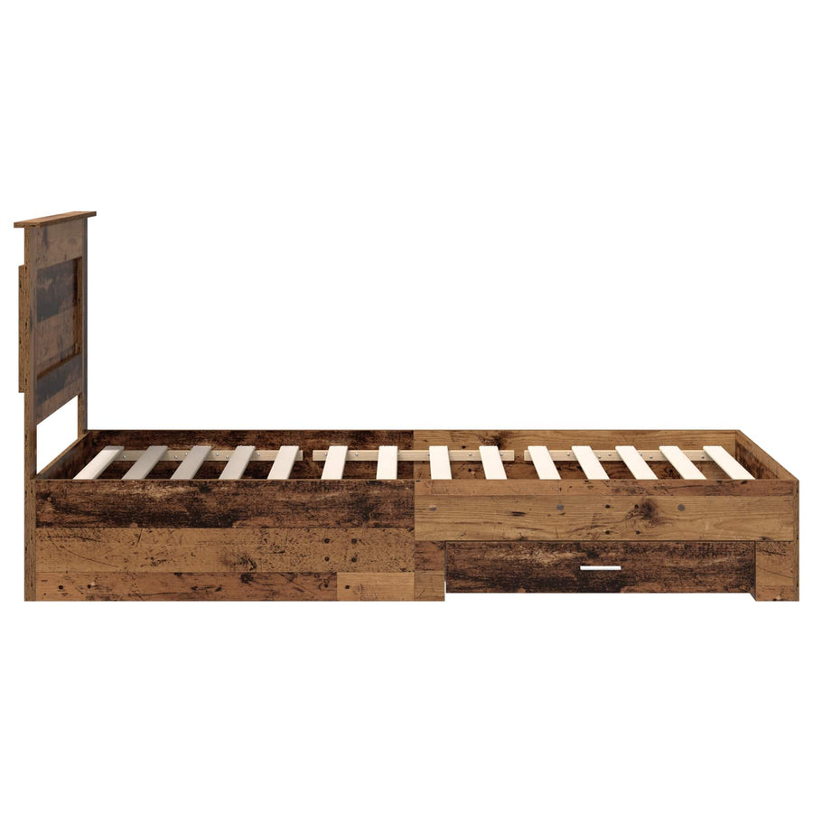 Bedframe met lade met hoofdeinde met opslag Bewerkt hout