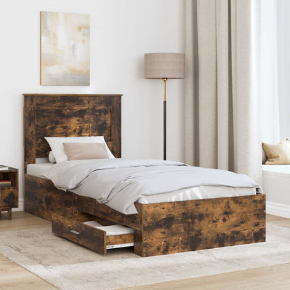 Bedframe met lade met hoofdeinde met opslag Bewerkt hout