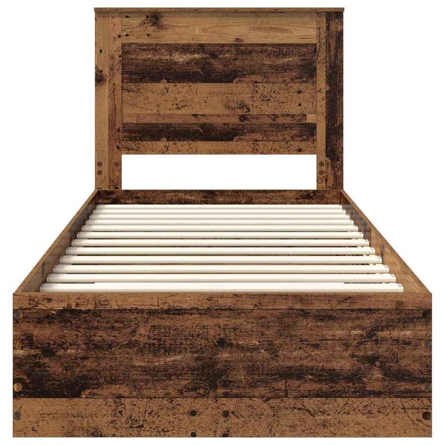 Bedframe met lade met hoofdeinde met opslag Bewerkt hout