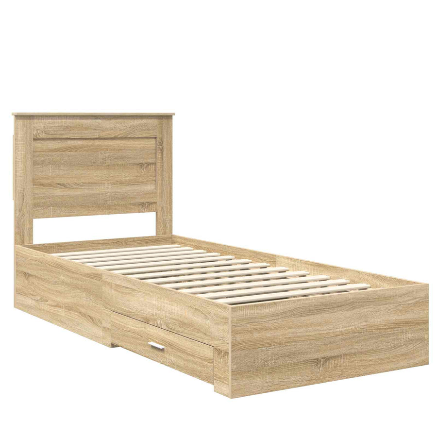 Bedframe Sonoma Eiken en Zilver 75 x 190 cm Bewerkt hout