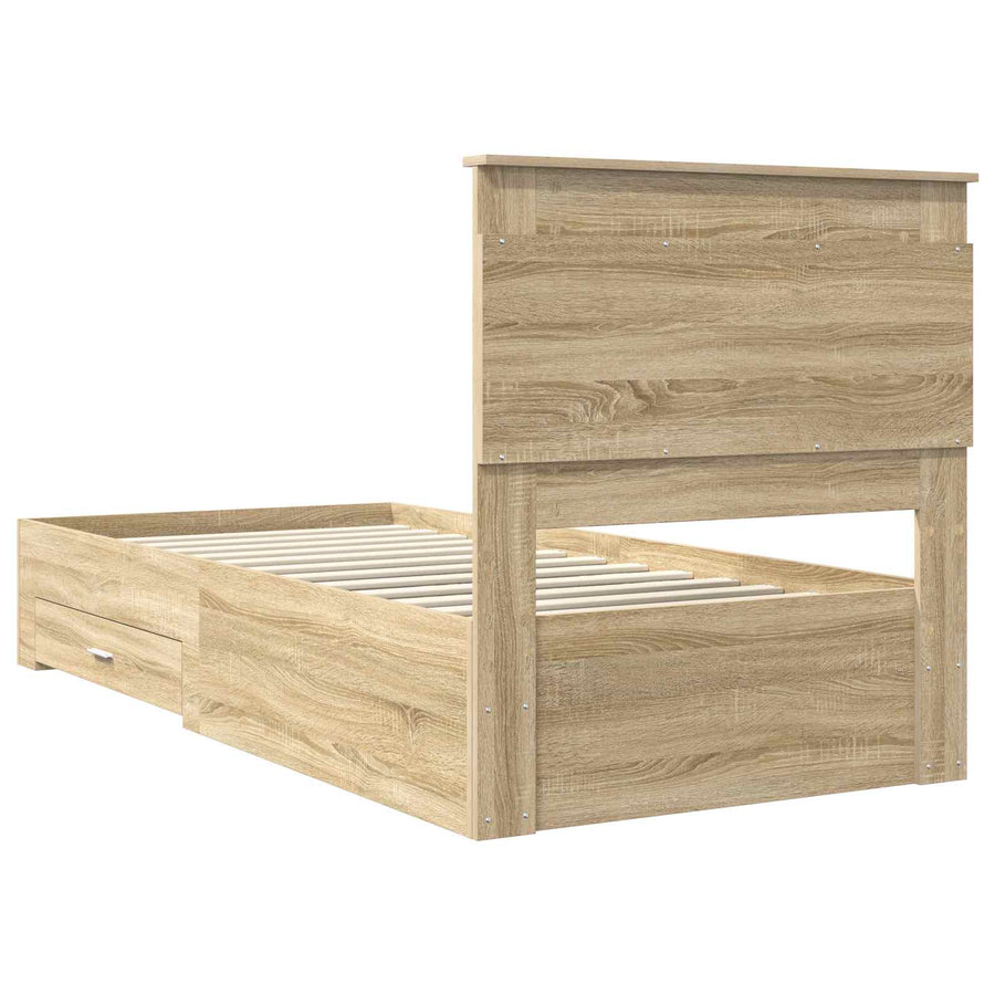 Bedframe Sonoma Eiken en Zilver 75 x 190 cm Bewerkt hout