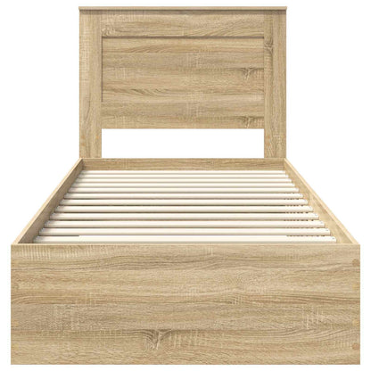 Bedframe Sonoma Eiken en Zilver 75 x 190 cm Bewerkt hout