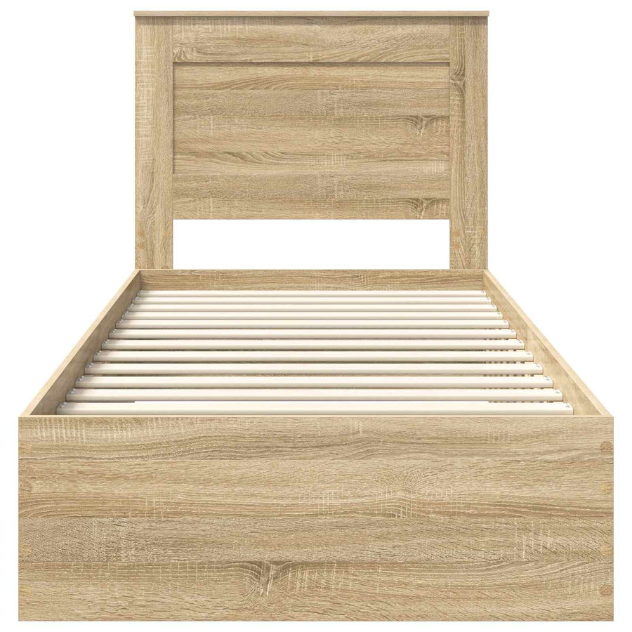 Bedframe Sonoma Eiken en Zilver 75 x 190 cm Bewerkt hout