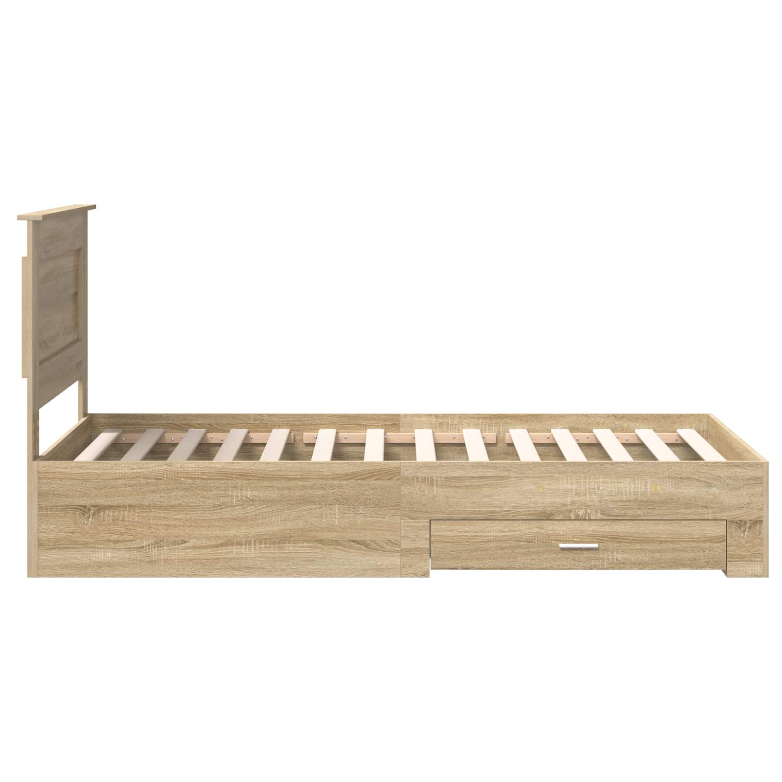Bedframe Sonoma Eiken en Zilver 75 x 190 cm Bewerkt hout