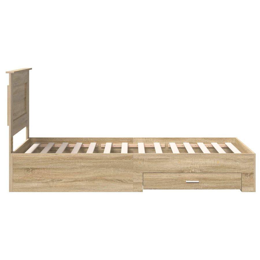 Bedframe Sonoma Eiken en Zilver 75 x 190 cm Bewerkt hout