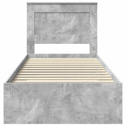 Bedframe Beton Grijs en Zilver 75 x 190 cm Bewerkt hout