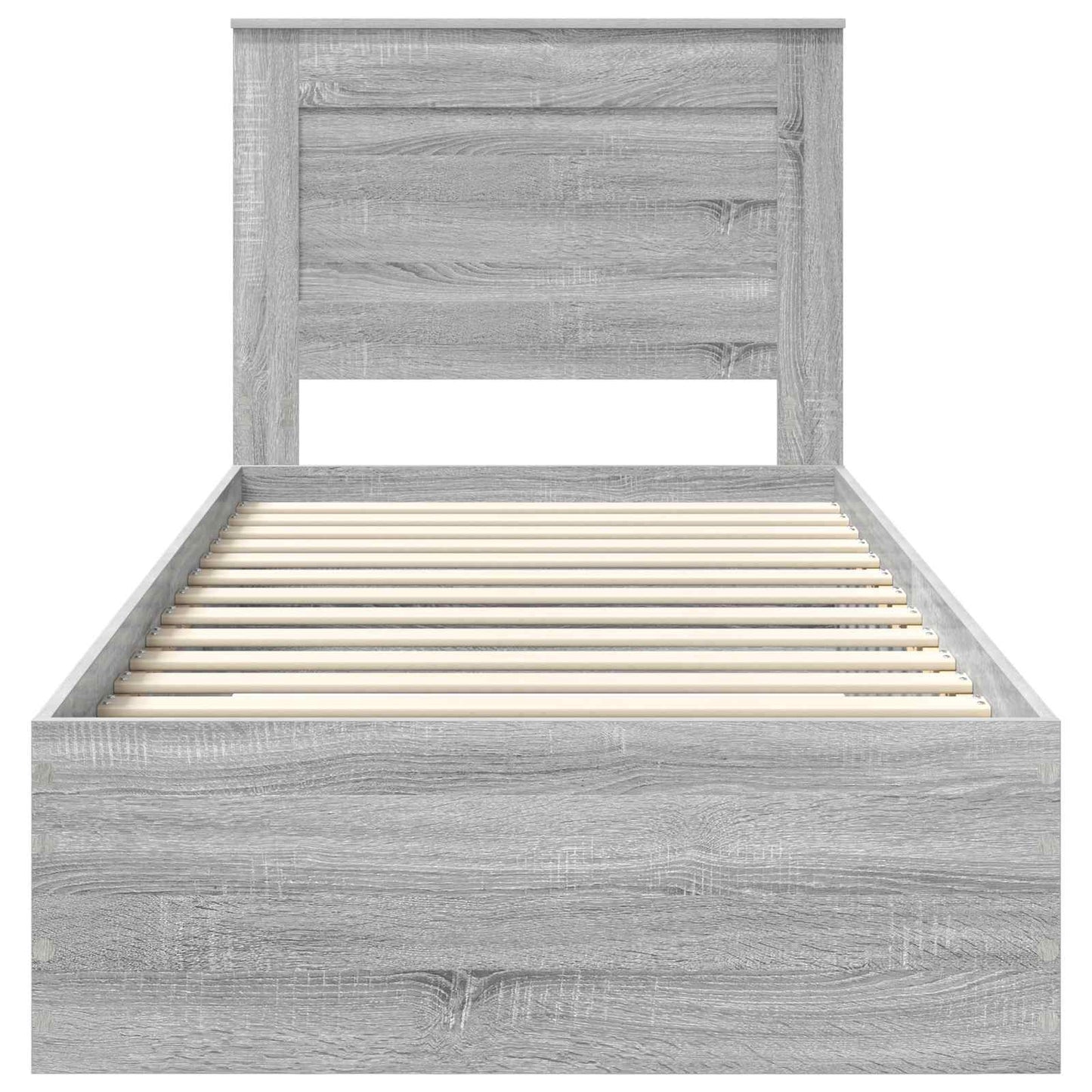 Bedframe Grijs Sonoma en Zilver 75 x 190 cm Bewerkt hout