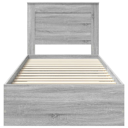Bedframe Grijs Sonoma en Zilver 75 x 190 cm Bewerkt hout