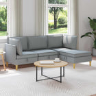 Living Room Furniture Set with Storage Cushion 4 pcs Light Gray Fabric