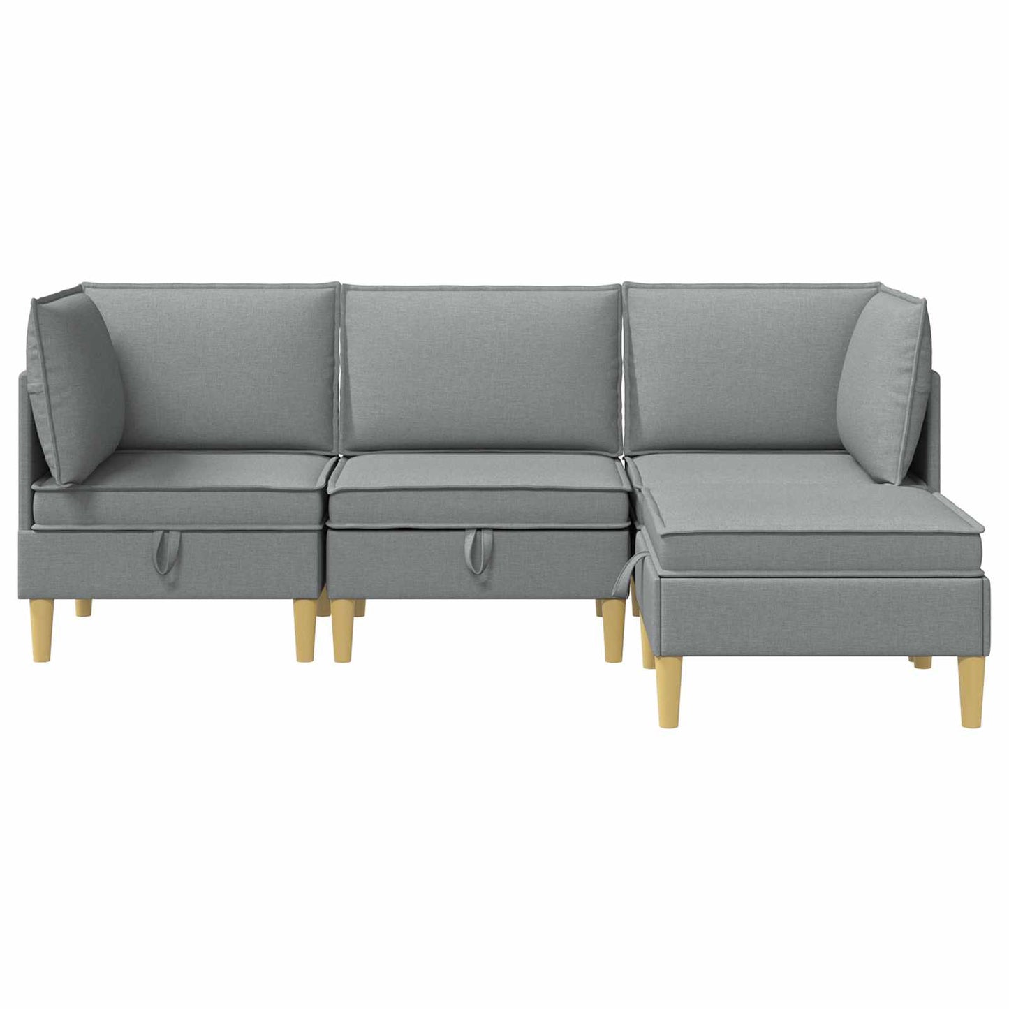 Woonkamer Meubelset met kussen met opslag 4 pcs Lichtgrijs Stof
