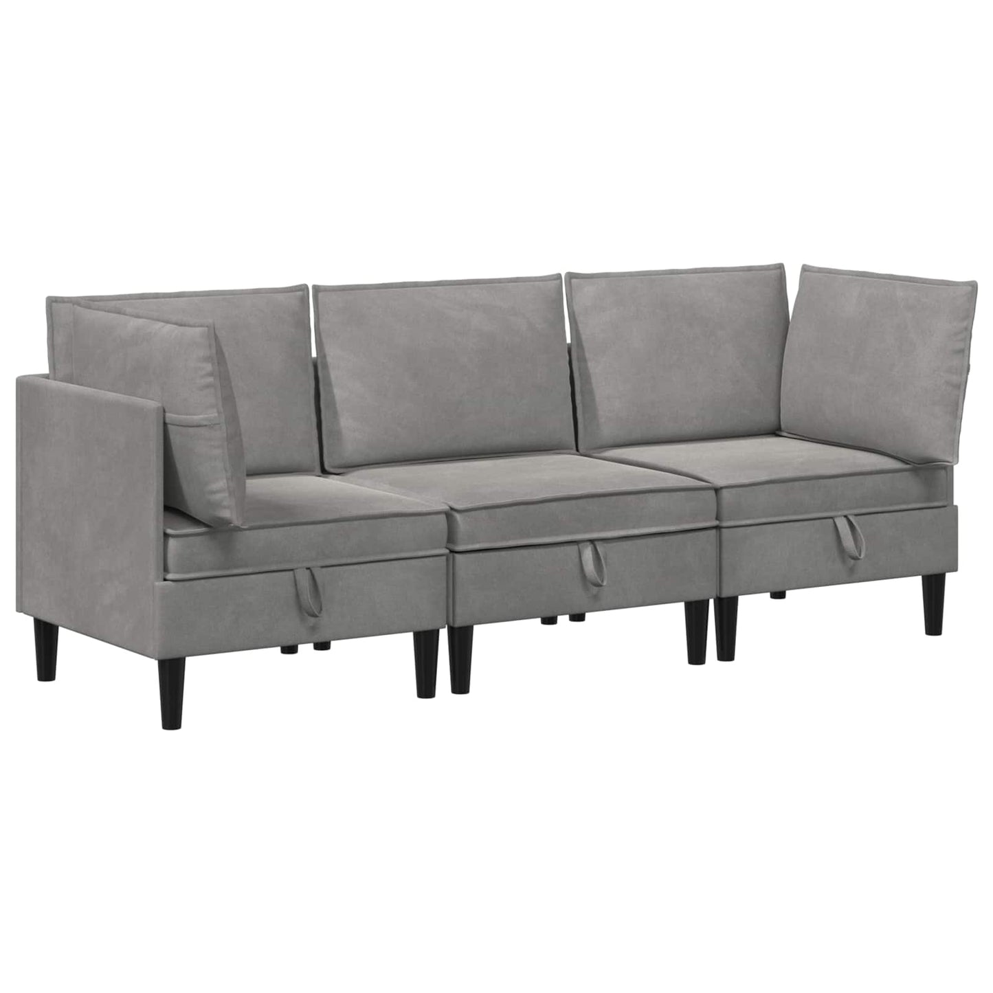 Woonkamer Meubelset met kussen 3 pcs Lichtgrijs Fluweel