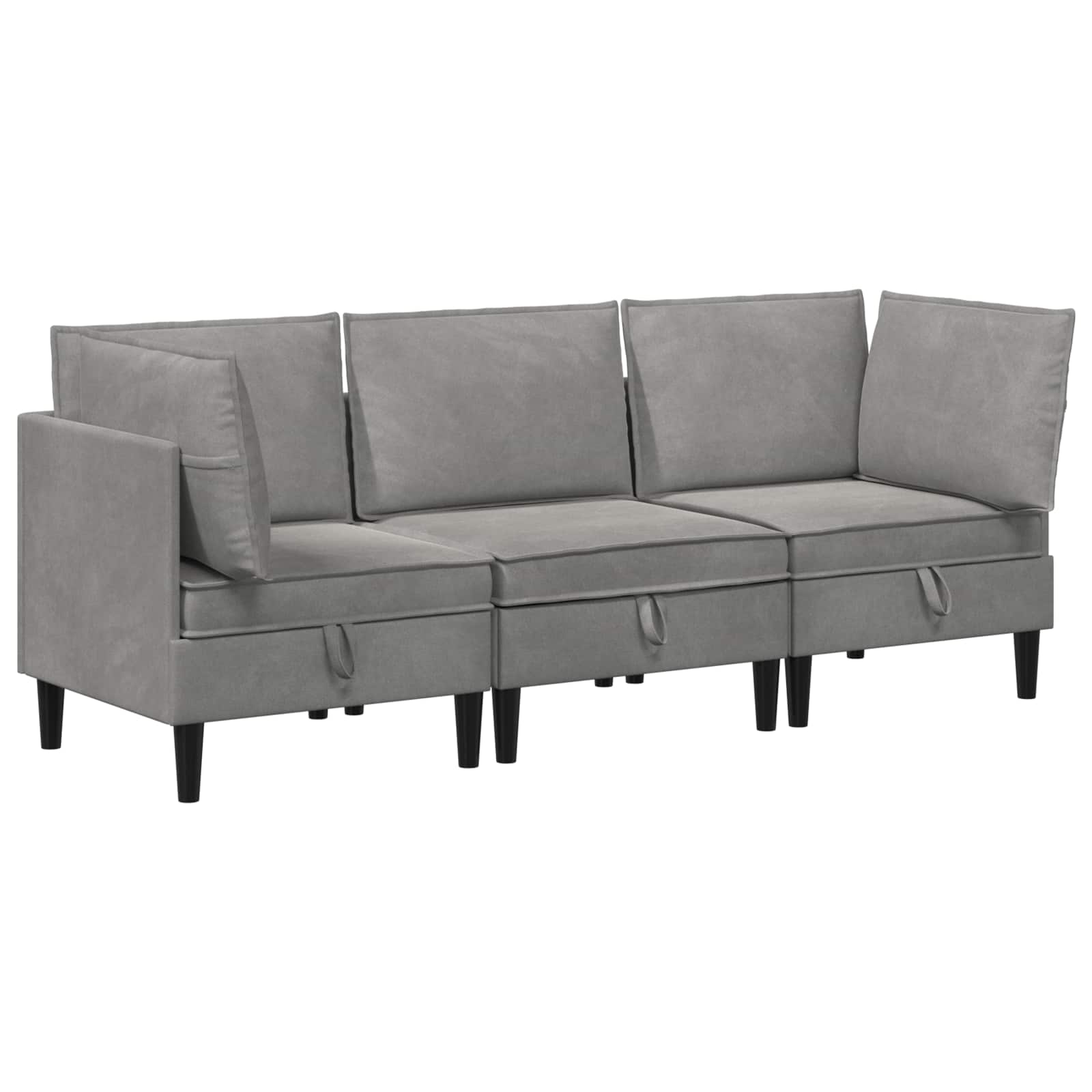 Woonkamer Meubelset met kussen 3 pcs Lichtgrijs Fluweel