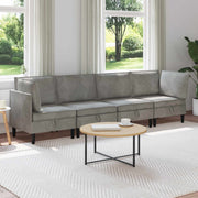 Woonkamermeubelset lichtgrijs fluweel 280x70x82 cm