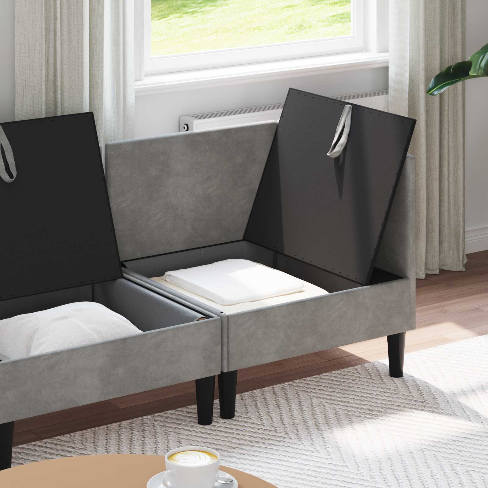 Woonkamer Meubelset met kussen 4 pcs Lichtgrijs Fluweel