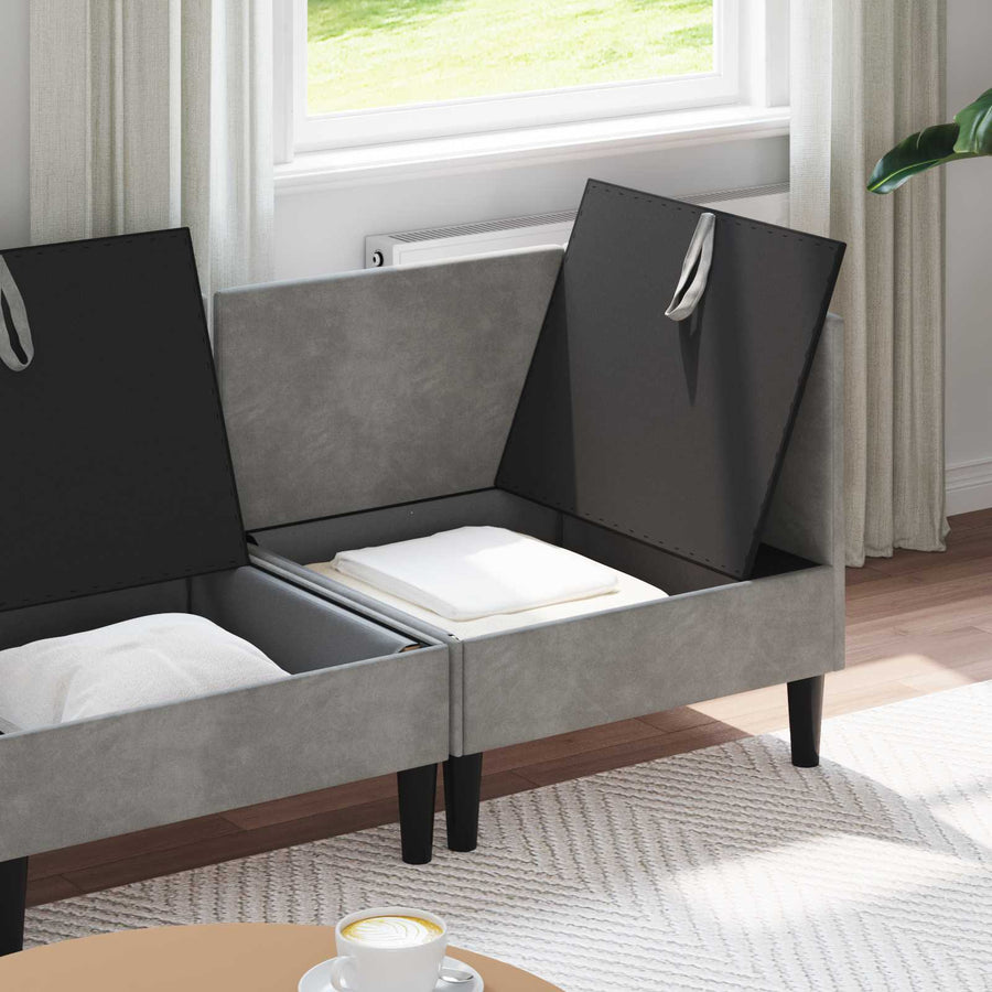 Woonkamer Meubelset met kussen 4 pcs Lichtgrijs Fluweel