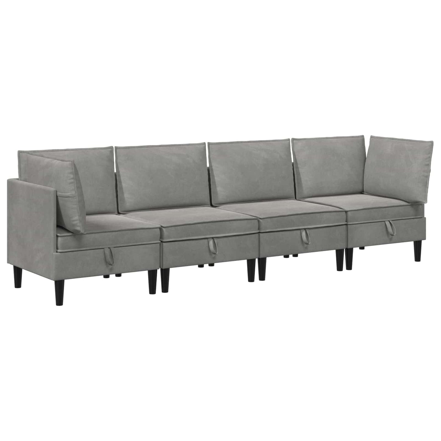 Woonkamer Meubelset met kussen 4 pcs Lichtgrijs Fluweel